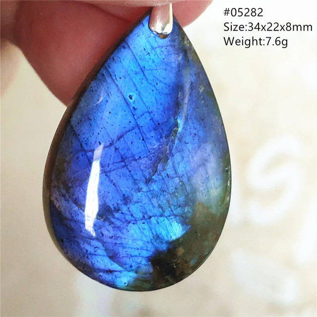 Niebieski wisiorek z oryginalnym, naturalnym kamieniem labradorytu Rainbow dla kobiet i mężczyzn - Wianko - 83