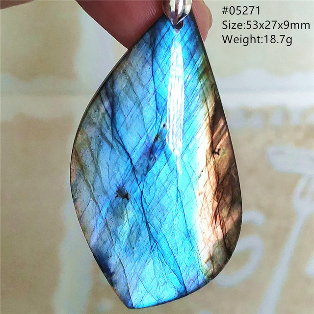 Niebieski wisiorek z oryginalnym, naturalnym kamieniem labradorytu Rainbow dla kobiet i mężczyzn - Wianko - 62