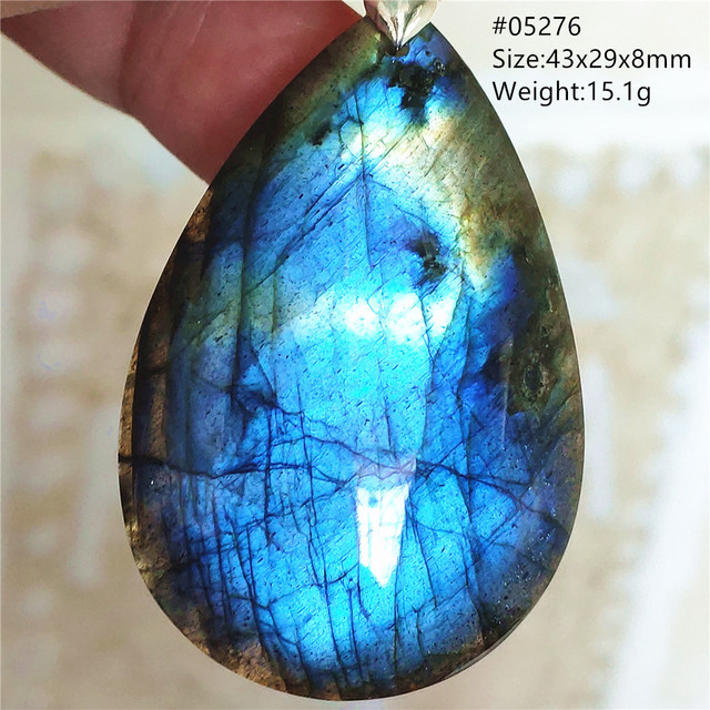 Niebieski wisiorek z oryginalnym, naturalnym kamieniem labradorytu Rainbow dla kobiet i mężczyzn - Wianko - 71