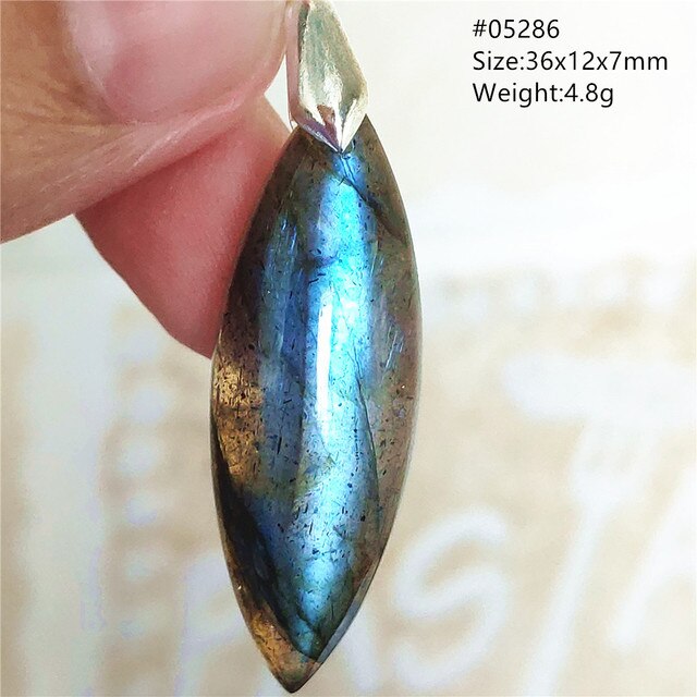 Niebieski wisiorek z oryginalnym, naturalnym kamieniem labradorytu Rainbow dla kobiet i mężczyzn - Wianko - 91