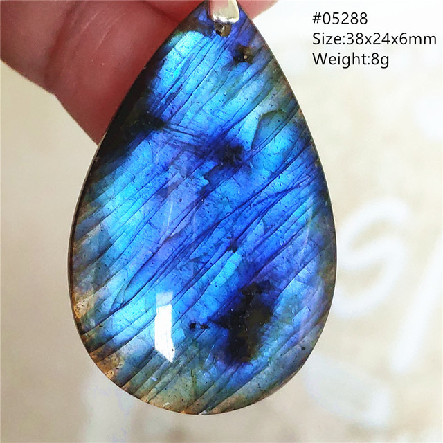 Niebieski wisiorek z oryginalnym, naturalnym kamieniem labradorytu Rainbow dla kobiet i mężczyzn - Wianko - 93