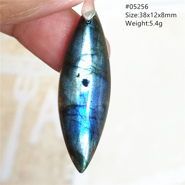 Niebieski wisiorek z oryginalnym, naturalnym kamieniem labradorytu Rainbow dla kobiet i mężczyzn - Wianko - 31