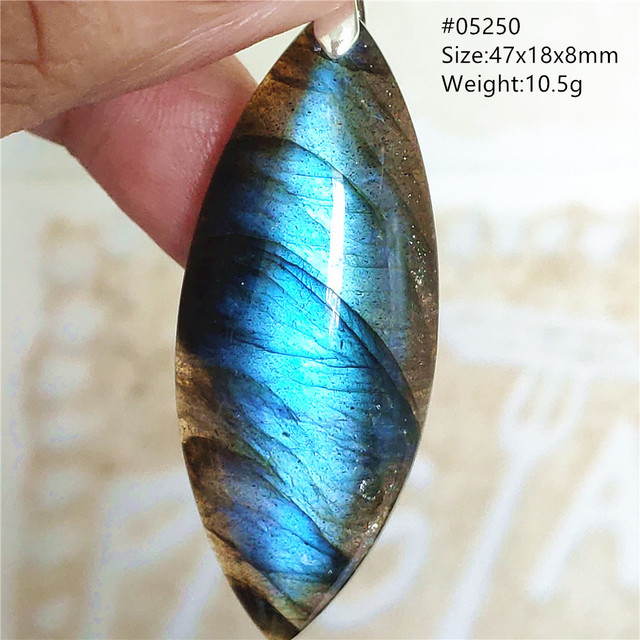 Niebieski wisiorek z oryginalnym, naturalnym kamieniem labradorytu Rainbow dla kobiet i mężczyzn - Wianko - 19