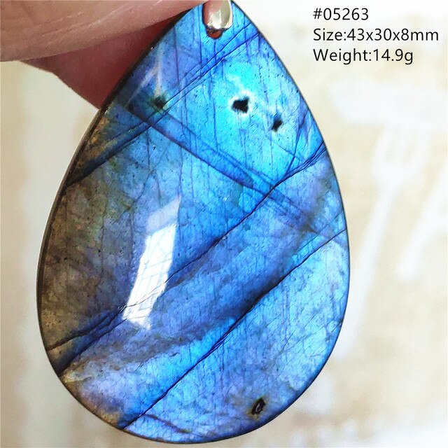 Niebieski wisiorek z oryginalnym, naturalnym kamieniem labradorytu Rainbow dla kobiet i mężczyzn - Wianko - 47