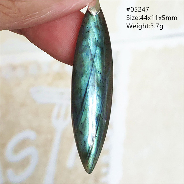 Niebieski wisiorek z oryginalnym, naturalnym kamieniem labradorytu Rainbow dla kobiet i mężczyzn - Wianko - 14