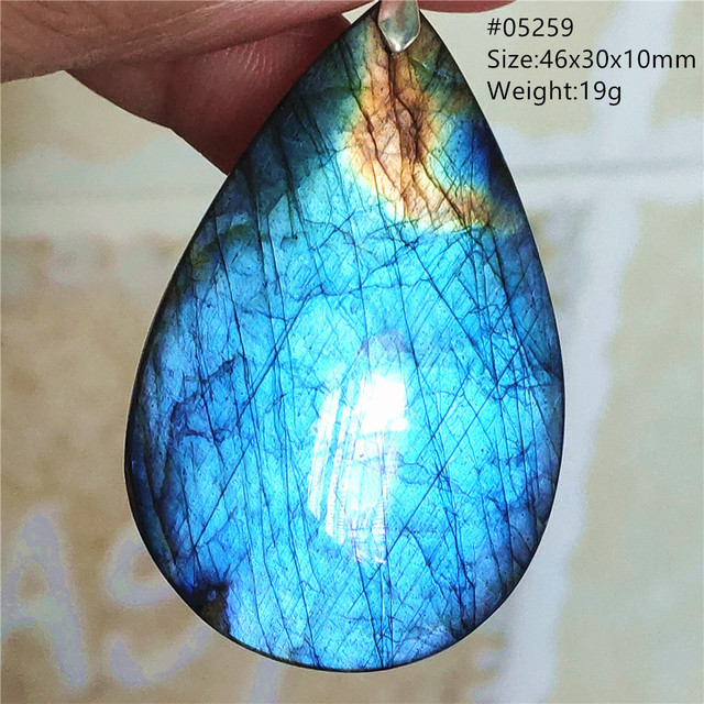 Niebieski wisiorek z oryginalnym, naturalnym kamieniem labradorytu Rainbow dla kobiet i mężczyzn - Wianko - 37