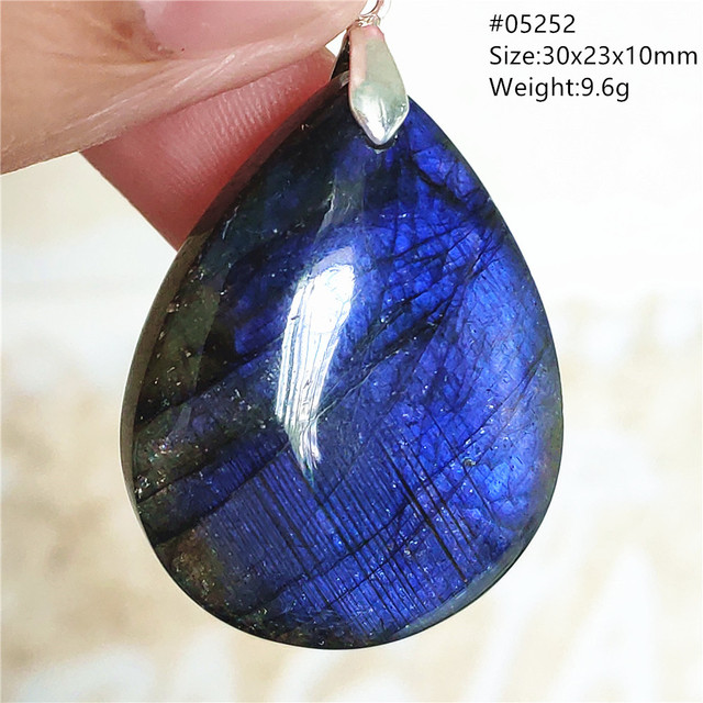 Niebieski wisiorek z oryginalnym, naturalnym kamieniem labradorytu Rainbow dla kobiet i mężczyzn - Wianko - 23