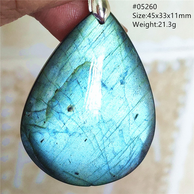 Niebieski wisiorek z oryginalnym, naturalnym kamieniem labradorytu Rainbow dla kobiet i mężczyzn - Wianko - 40