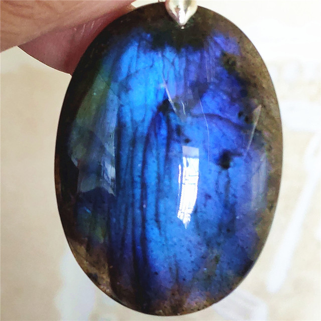 Niebieski wisiorek z oryginalnym, naturalnym kamieniem labradorytu Rainbow dla kobiet i mężczyzn - Wianko - 79