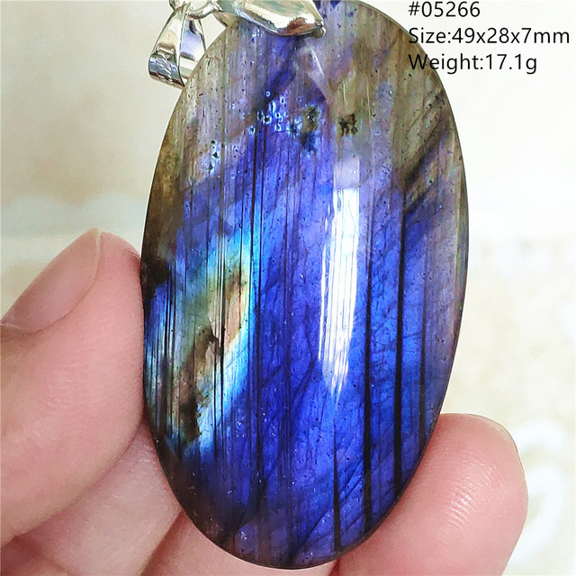Niebieski wisiorek z oryginalnym, naturalnym kamieniem labradorytu Rainbow dla kobiet i mężczyzn - Wianko - 53