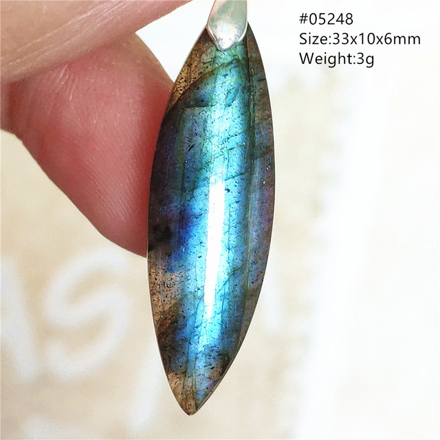 Niebieski wisiorek z oryginalnym, naturalnym kamieniem labradorytu Rainbow dla kobiet i mężczyzn - Wianko - 15