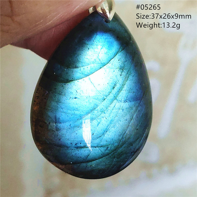 Niebieski wisiorek z oryginalnym, naturalnym kamieniem labradorytu Rainbow dla kobiet i mężczyzn - Wianko - 51