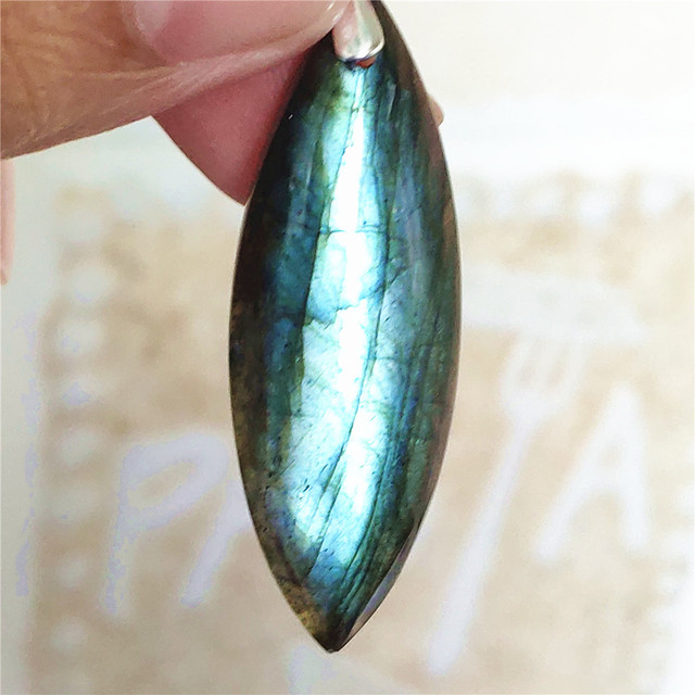 Niebieski wisiorek z oryginalnym, naturalnym kamieniem labradorytu Rainbow dla kobiet i mężczyzn - Wianko - 68