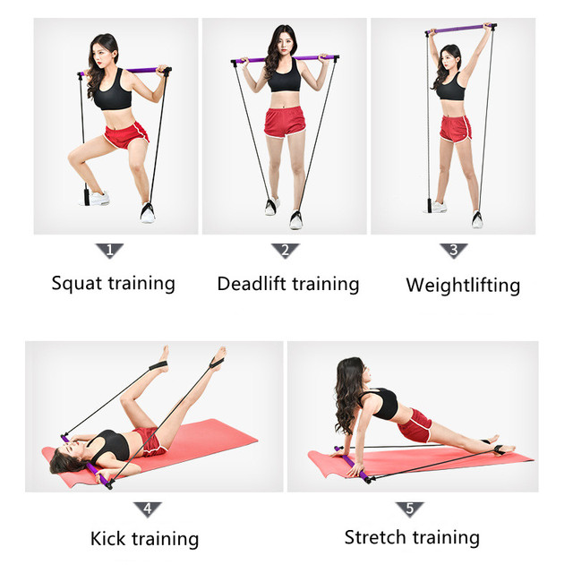 Opaska do ćwiczeń Pilates Fitness Sport - kij treningowy joga Pull pręt ciągnąć lina kulturystyka ściągacz - Wianko - 5
