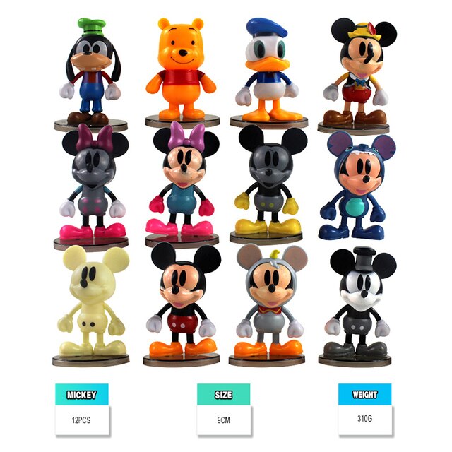 Figurki akcji Anime myszka miki Minnie Donald kubuś puchatek kaczka Daisy Goofy Pluto świnia 8-12 sztuk - Wianko - 3