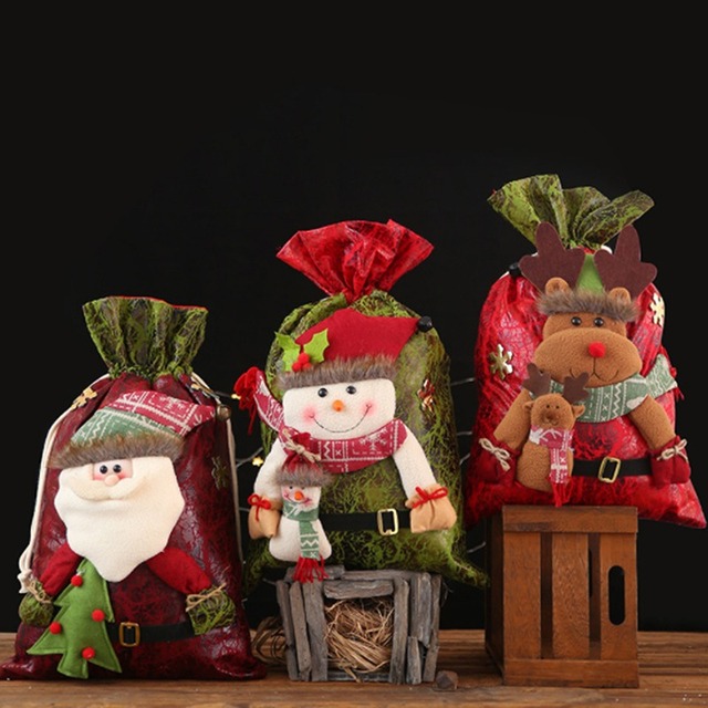 Duży worek świętego Mikołaja na prezenty - aksamitna torba z sznurkiem - Wianko - 5