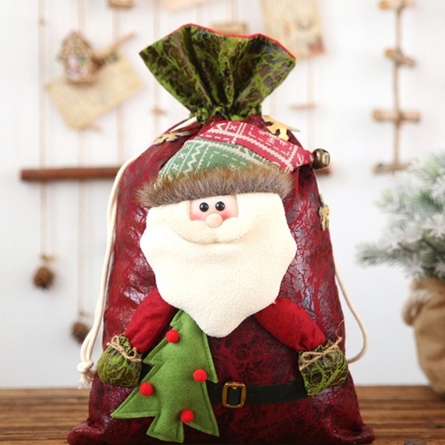 Duży worek świętego Mikołaja na prezenty - aksamitna torba z sznurkiem - Wianko - 7
