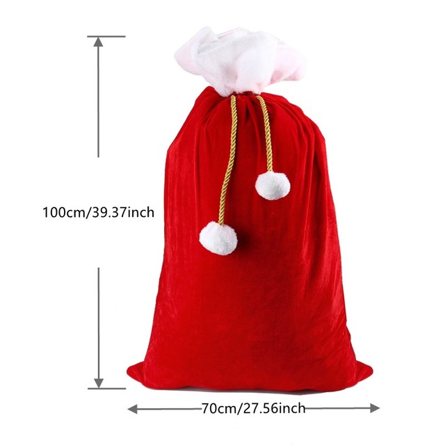 Duży worek świętego Mikołaja na prezenty - aksamitna torba z sznurkiem - Wianko - 2