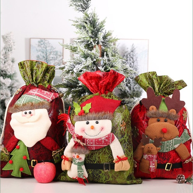 Duży worek świętego Mikołaja na prezenty - aksamitna torba z sznurkiem - Wianko - 3