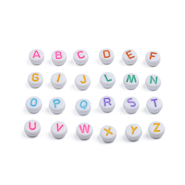 100 sztuk kolorowych, akrylowych płaskich koralików w litery alfabetu angielskiego, 7x4mm, do tworzenia dziecięcej biżuterii DIY - Wianko - 2
