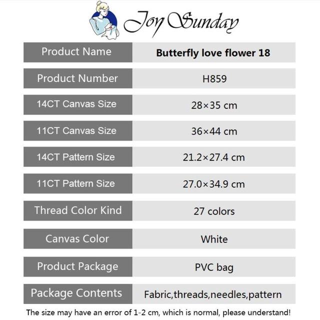 Zestaw do szycia Radość niedziela motyl miłość - różowy kwiat, wzór Count, 14ct/11ct, rękodzieło - Wianko - 13