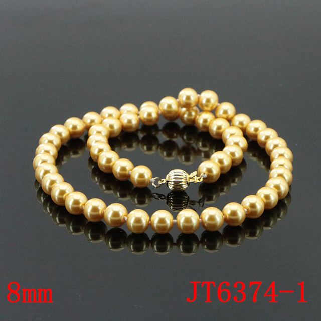Naszyjnik łańcuszkowy z 14mm złotą perłą z muszli z morza południowego dla kobiety i dziewczyny, prezent świąteczny i na ślub, długość 18 - Wianko - 7