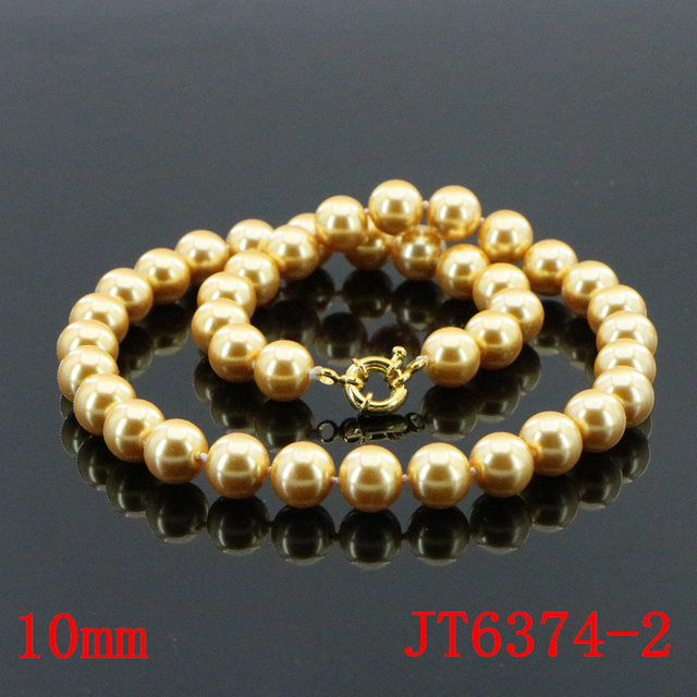 Naszyjnik łańcuszkowy z 14mm złotą perłą z muszli z morza południowego dla kobiety i dziewczyny, prezent świąteczny i na ślub, długość 18 - Wianko - 9