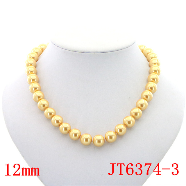 Naszyjnik łańcuszkowy z 14mm złotą perłą z muszli z morza południowego dla kobiety i dziewczyny, prezent świąteczny i na ślub, długość 18 - Wianko - 10