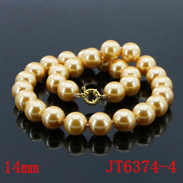 Naszyjnik łańcuszkowy z 14mm złotą perłą z muszli z morza południowego dla kobiety i dziewczyny, prezent świąteczny i na ślub, długość 18 - Wianko - 13
