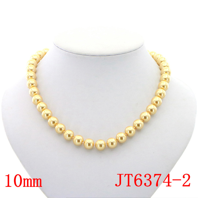 Naszyjnik łańcuszkowy z 14mm złotą perłą z muszli z morza południowego dla kobiety i dziewczyny, prezent świąteczny i na ślub, długość 18 - Wianko - 8