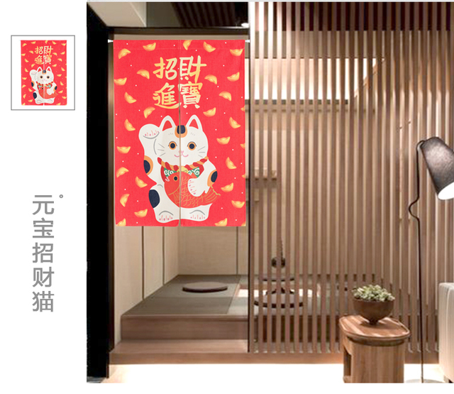 Zasłona do drzwi Tajwański styl japońsko-chińskiej z literą kot na szczęście, cartoon, dekoracja kuchenna - Wianko - 8