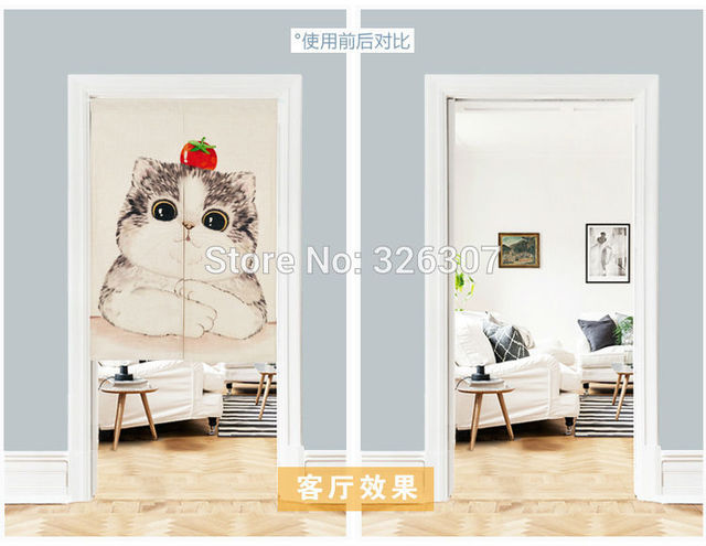 Zasłona do drzwi Tajwański styl japońsko-chińskiej z literą kot na szczęście, cartoon, dekoracja kuchenna - Wianko - 10