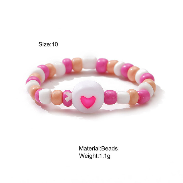 Ręcznie wyszywany pierścień wykonany z miękkich terakotowych koralików w stylu Mori Y2K - biżuteryjne koraliki elastyczne o tematyce miłości dla kobiet - Wianko - 1