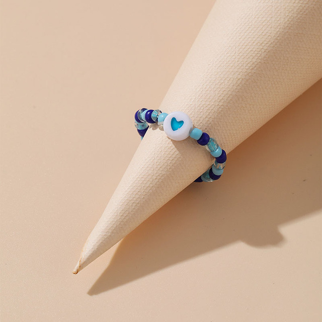 Ręcznie wyszywany pierścień wykonany z miękkich terakotowych koralików w stylu Mori Y2K - biżuteryjne koraliki elastyczne o tematyce miłości dla kobiet - Wianko - 4