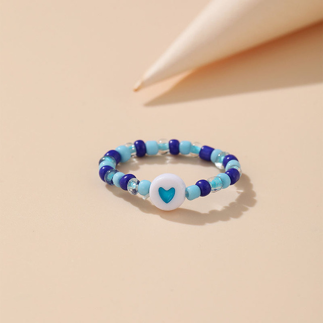Ręcznie wyszywany pierścień wykonany z miękkich terakotowych koralików w stylu Mori Y2K - biżuteryjne koraliki elastyczne o tematyce miłości dla kobiet - Wianko - 7