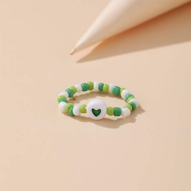 Ręcznie wyszywany pierścień wykonany z miękkich terakotowych koralików w stylu Mori Y2K - biżuteryjne koraliki elastyczne o tematyce miłości dla kobiet - Wianko - 9