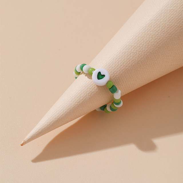 Ręcznie wyszywany pierścień wykonany z miękkich terakotowych koralików w stylu Mori Y2K - biżuteryjne koraliki elastyczne o tematyce miłości dla kobiet - Wianko - 6