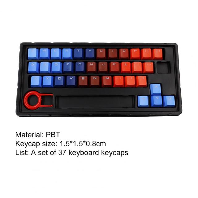 Nasadka na klawisze 37 PBT, podświetlenie niebiesko-czerwone, klawiatura mechaniczna DIY, komputer stacjonarny - Wianko - 10