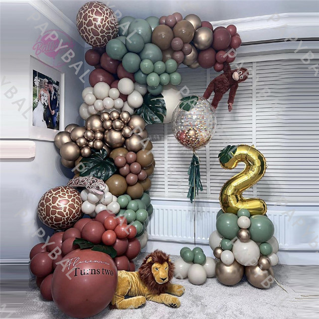 Zestaw 183 balonów z motywem zwierząt (Garland Arch) - dekoracje imprezowe w stylu dżungli i safari dla dzieci, urodzin, przyjęć dla niemowląt i Baby Shower - Wianko - 2