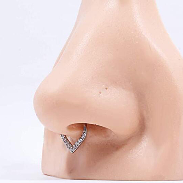 Kółko Segment przegrody nosa Clicker Piercing Cz Lip Labret ucho chrząstka Daith Helix G23 z tytanu na zawiasach - Wianko - 4