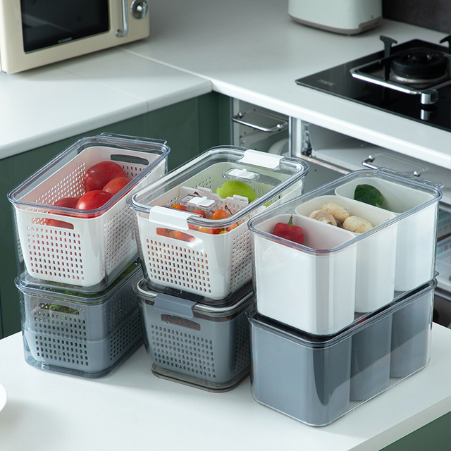 Zestaw pojemników do przechowywania świeżych produktów w lodówce - kosze na warzywa i pudełka na owoce - Wianko - 13