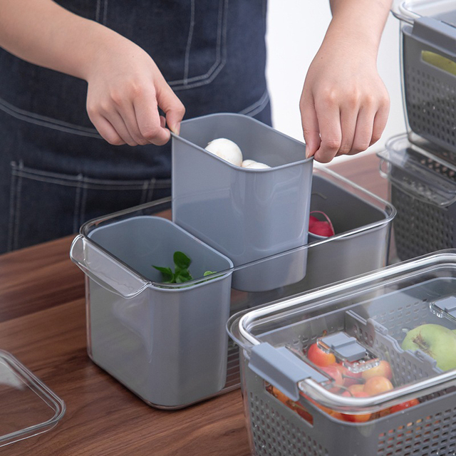 Zestaw pojemników do przechowywania świeżych produktów w lodówce - kosze na warzywa i pudełka na owoce - Wianko - 12