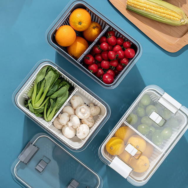 Zestaw pojemników do przechowywania świeżych produktów w lodówce - kosze na warzywa i pudełka na owoce - Wianko - 5