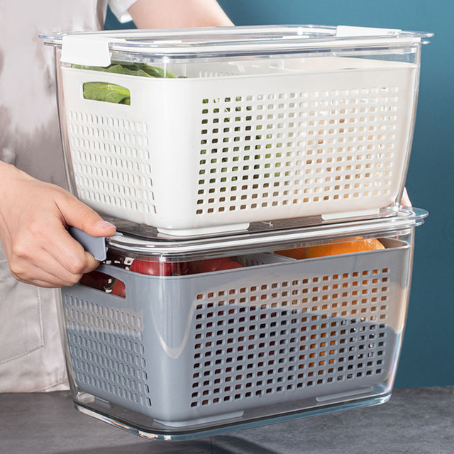 Zestaw pojemników do przechowywania świeżych produktów w lodówce - kosze na warzywa i pudełka na owoce - Wianko - 10