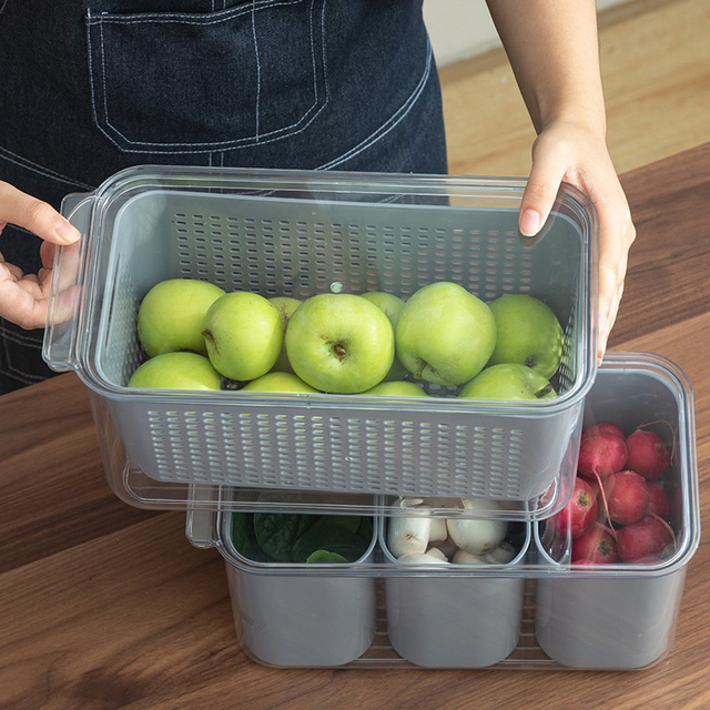 Zestaw pojemników do przechowywania świeżych produktów w lodówce - kosze na warzywa i pudełka na owoce - Wianko - 15