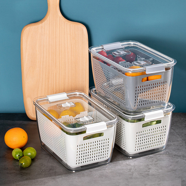 Zestaw pojemników do przechowywania świeżych produktów w lodówce - kosze na warzywa i pudełka na owoce - Wianko - 3