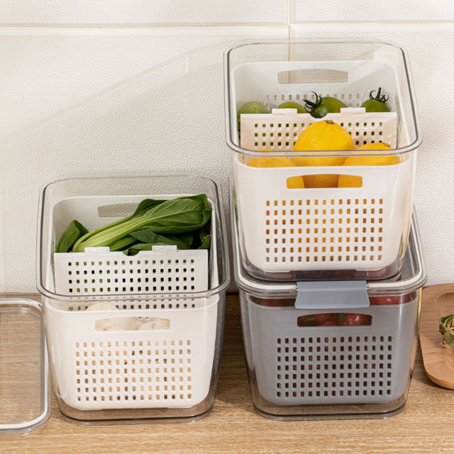 Zestaw pojemników do przechowywania świeżych produktów w lodówce - kosze na warzywa i pudełka na owoce - Wianko - 14