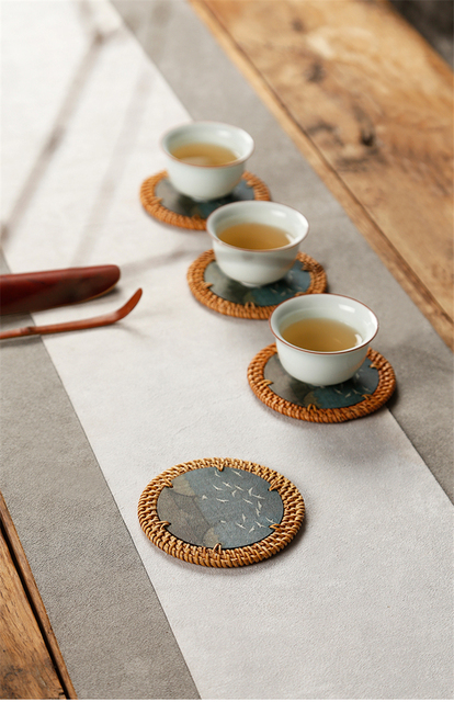 Podkładka termiczna Rattan Zen do filiżanek herbaty Kung Fu - Wianko - 4
