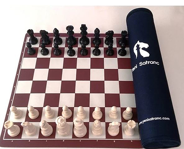 Zestaw szachów przenośny w torbie, 94mm (długość króla), dla dzieci - Wianko - 1