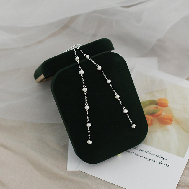 ASHIQI Kolczyki wiszące z naturalną perłą słodkowodną, srebro 925, frędzle - długa biżuteria dla dziewczyn, nowy prezent 2021 - Wianko - 5
